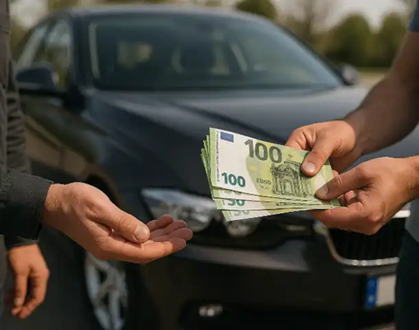 Ein Barkauf beim Autoankauf in Hagen, der direkt vor Ort abgewickelt wird.